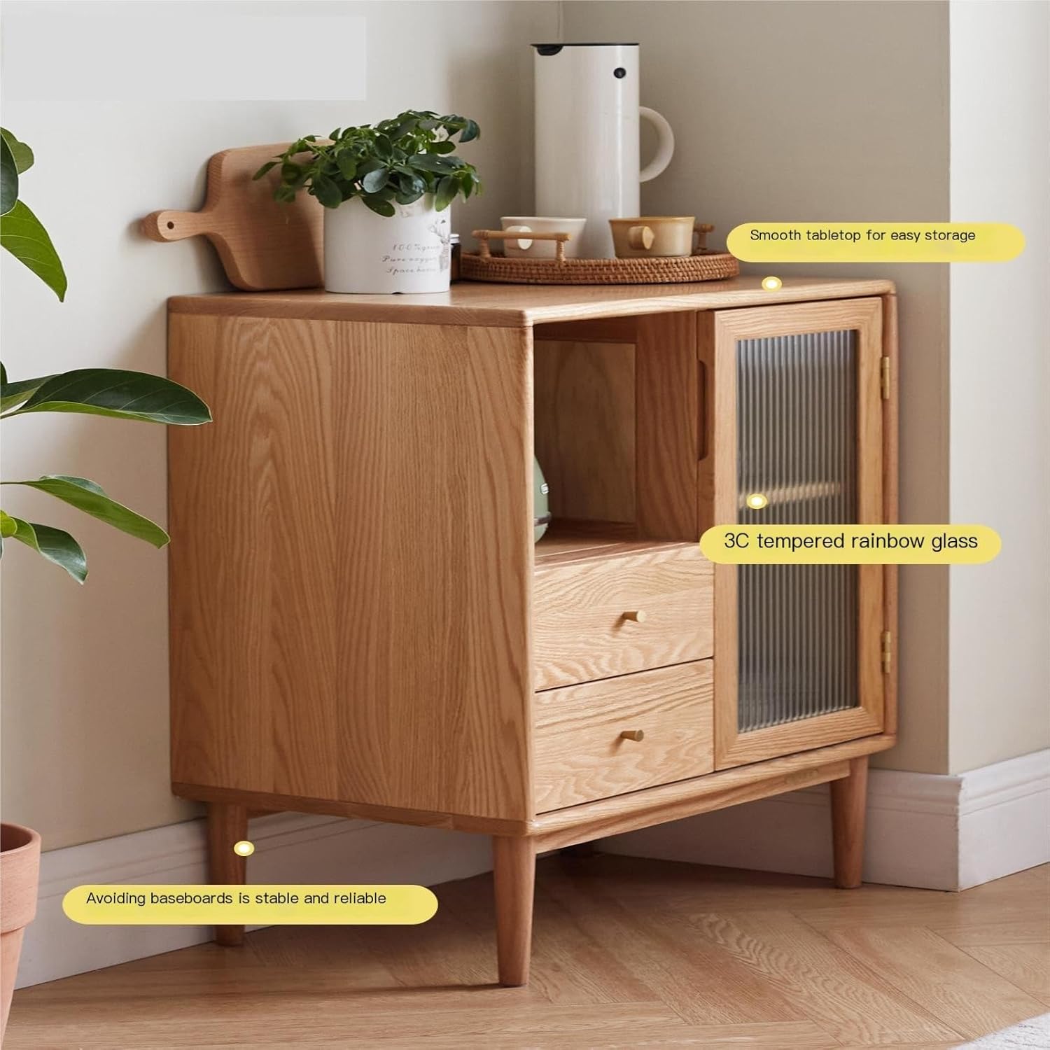 Buffet Cabinet All Solid Wood Sideboard Nordic Household Oak Sideboard Modern Simple Tea Cabinet Living Room Storage Cabinet Buffet Sideboard