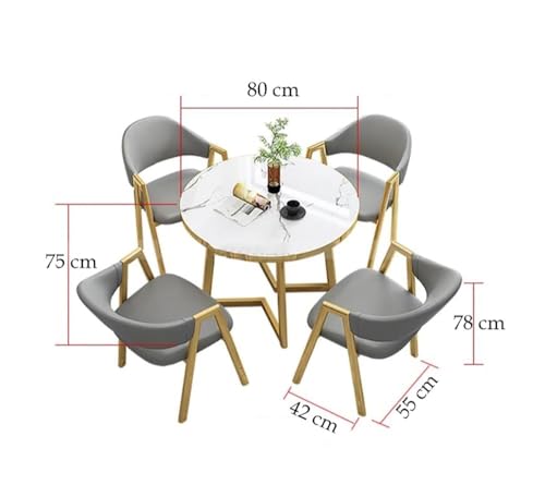 5 Piece Modern Round Dining Table Set for 4, Kitchen Table Set with Seat & Metal Legs for Small Space, Apartment, Studio(Orange1)