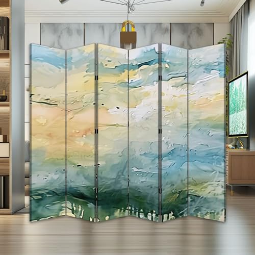 6 Panels Screen Room Divider Abstract Oil Paintings Posters Invitations Banners Cards websites Canvas Screen Indoor Folding Separator Freestanding Protective Wall Divider Privacy Partition