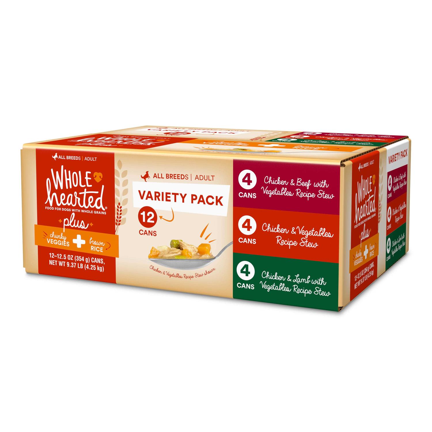 WholeHearted Plus Wet Dog Food Variety Pack for All Life Stages - Pet Supplies online store