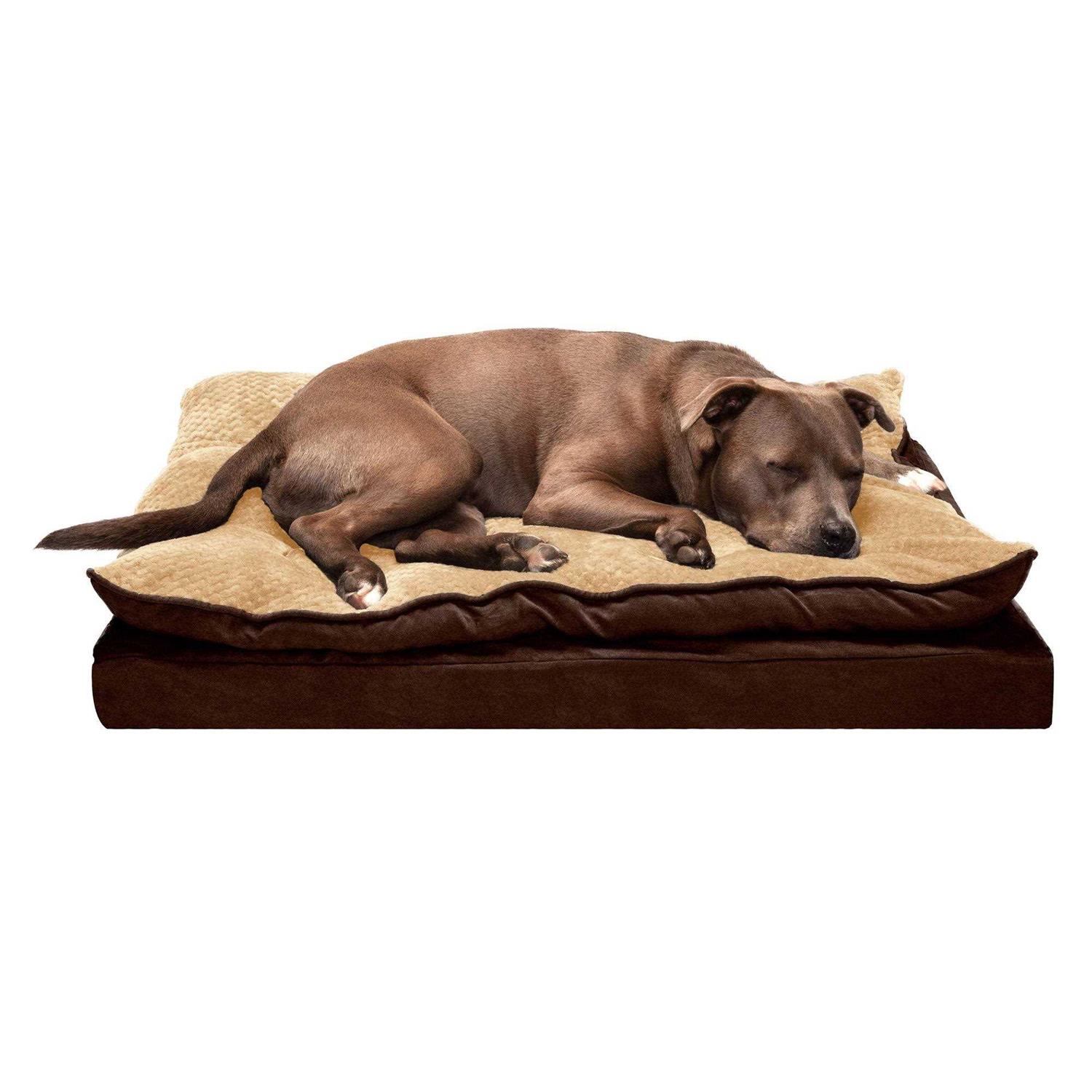 FurHaven Mink Fur & Suede Pillow-Top Orthopedic Dog Bed - Pet Supplies online store