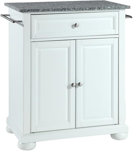 Crosley Furniture Alexandria Cuisine Kitchen Island with Natural Wood Top - White