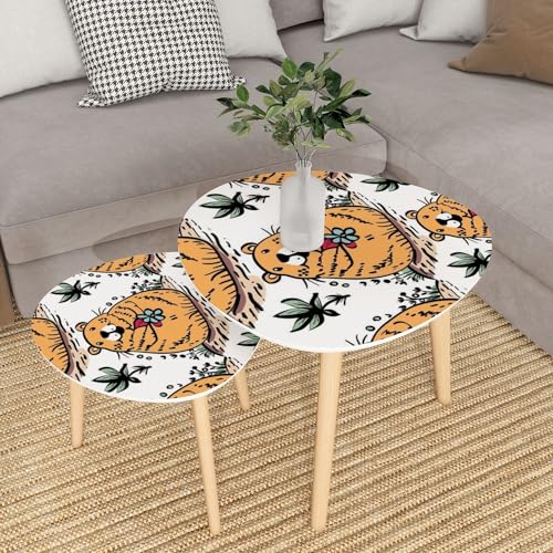 Small Coffee Nesting Table Cute Lovely Seamless Pattern Hamsters Good for Textile Fabric Website Triangle End Table Center Table Set of 2 Modern Side Table for Living Room Bedroom Balcony