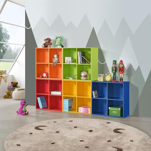 KB Designs - Green 4 Cube Storage Organizer Book Shelf, Toy Storage Organizer for Nursery, Kids Room, Playroom and Bedroom