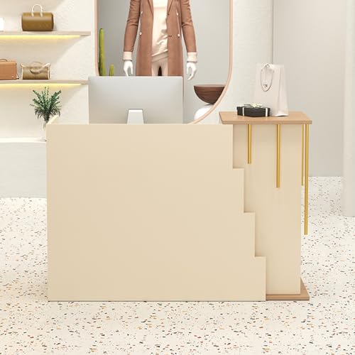 Office Reception Desk, Front Desk Reception with Lockable Drawers, Standing Reception Counter Desk, Retail Checkout Counter Table Welcome Desk(Black Texture,39.3