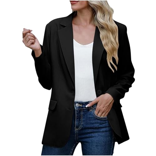 Womens Blazers Business Fall Fashion 2024 Casual Open Front Long Sleeve Work Office Blazer Jacket with Shoulder Pads
