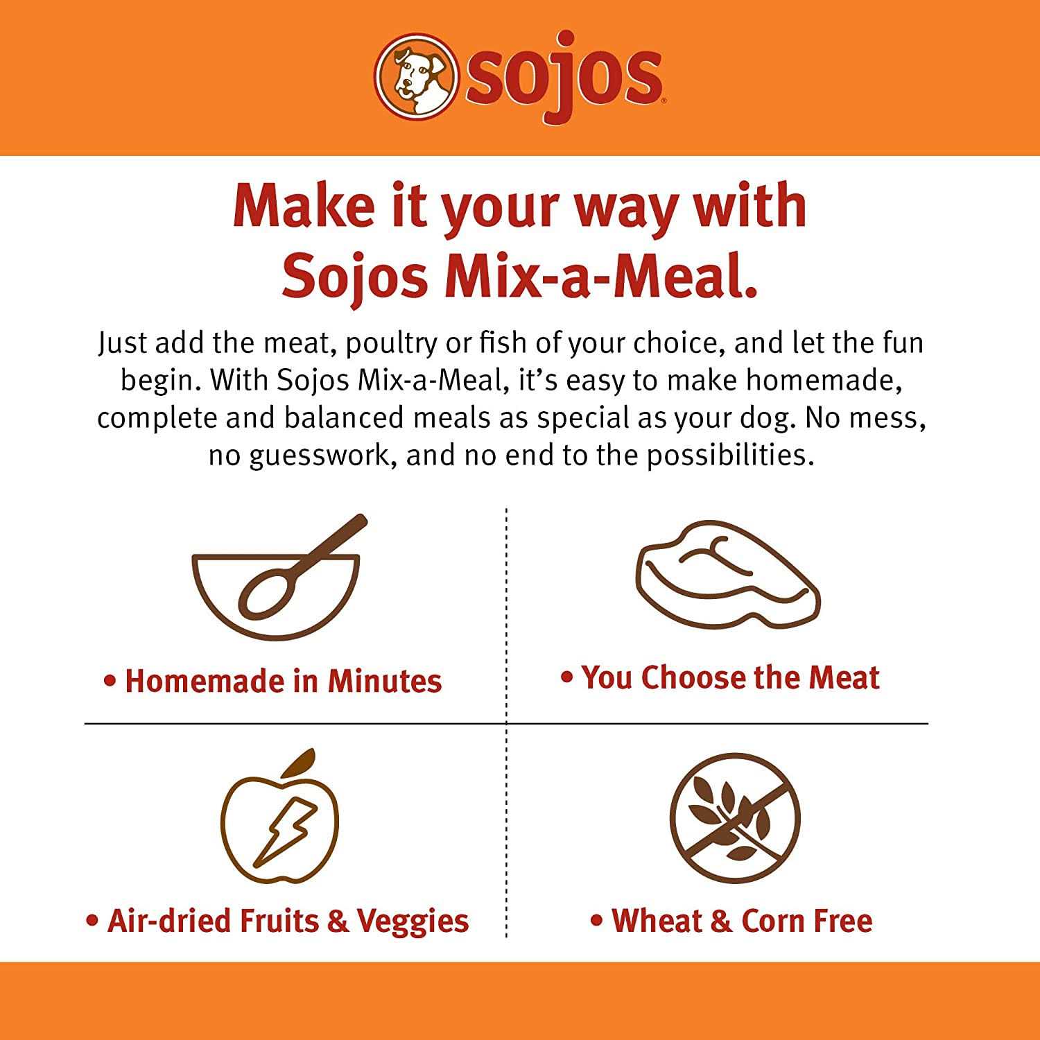 Sojos Mix-A-Meal Fruit & Veggie Pre-Mix Grain-Free Dog Food - Pet Supplies online store