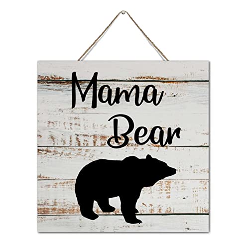 Vintage Farmhouse Kitchen Signs Mama Bear 12x12 in Funny Coffee Bar Sign Kitchen Pantry Office Cubicle Decor Modern Farmhouse Hanging Signs Wood Wall Art Home Decorations