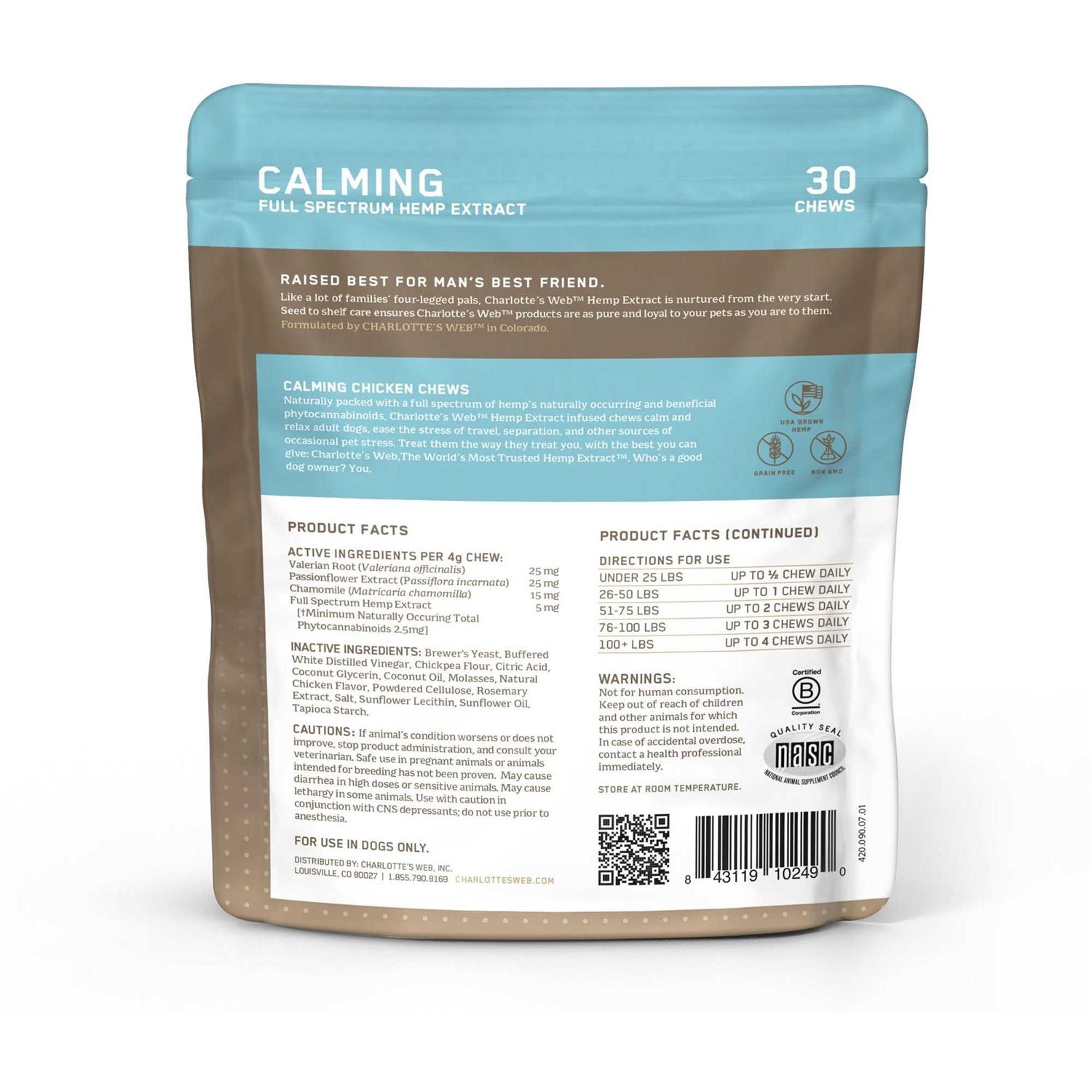 Charlotte's Web Calming Chews for Dogs - Pet Supplies online store