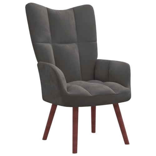 Relaxing Chair Dark Gray Velvet,Premium Velvet Armchair with Block Backrest and Style Living Room Armchairs, Recliners & Sleeper Chairs