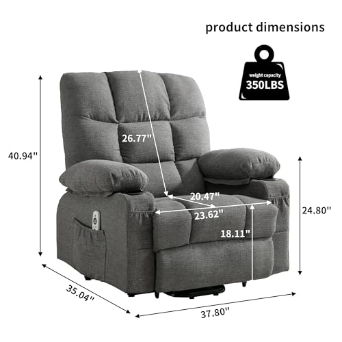 INMOZATA Swivel Rocker Recliner Chair with Heat and Massage Reclining Sofa Manual Lazy Boy Recliner Chair for Adults, Living Room Chair, Spot Velvet -Grey