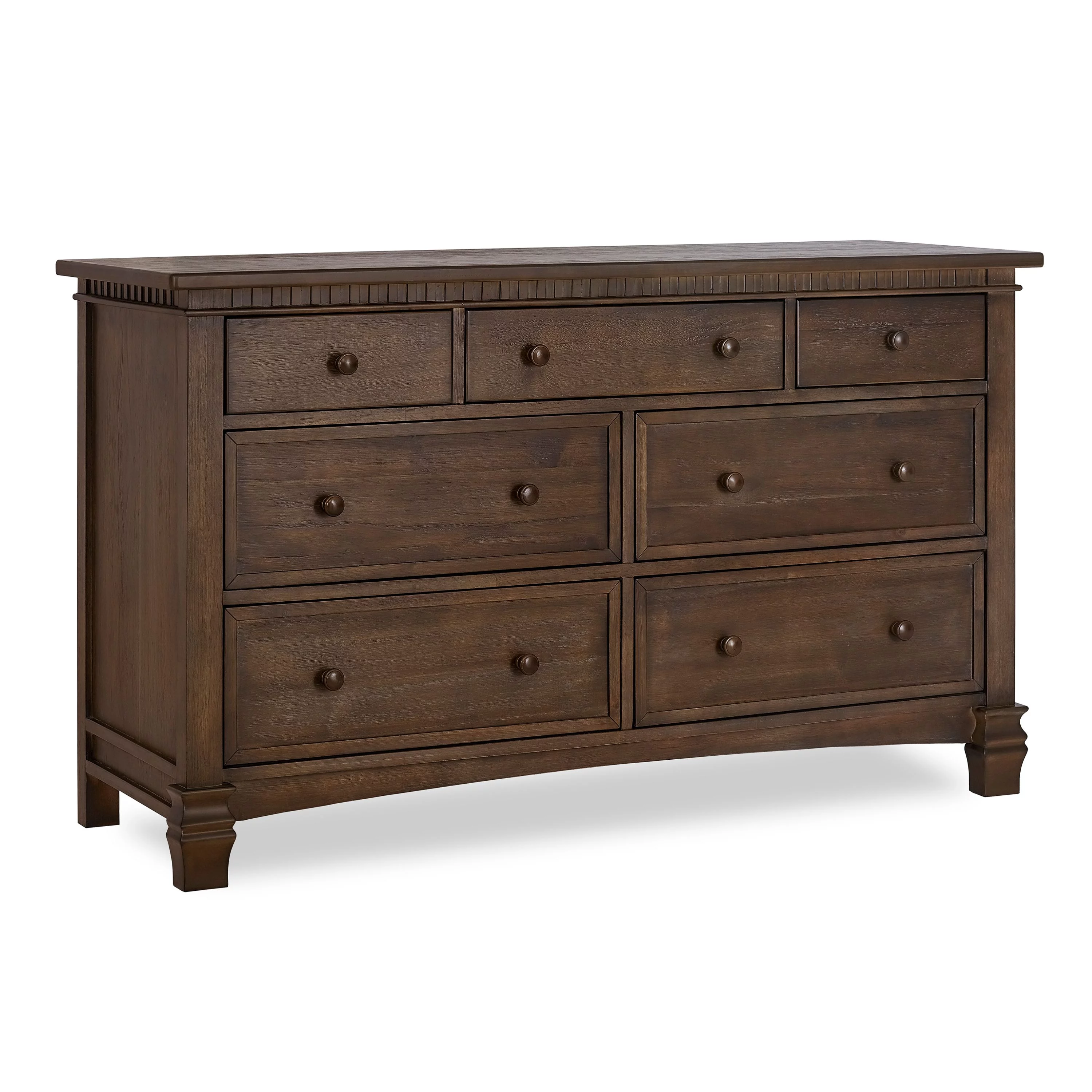 Evolur Cheyenne and Santa Fe Double Dresser, Antique Brown, 7 Drawers