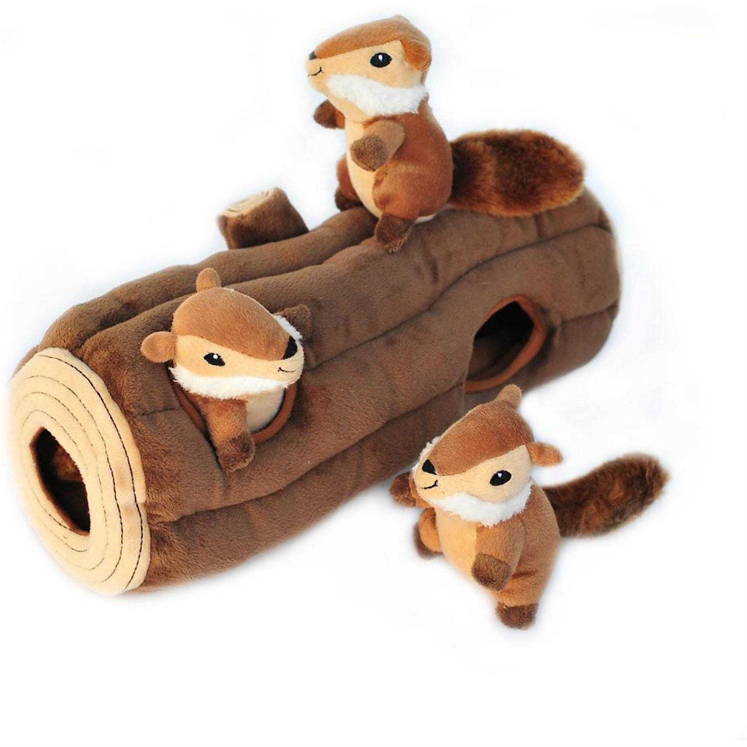 ZippyPaws Zippy Burrow Chipmunks Log Dog Toy - Pet Supplies online store
