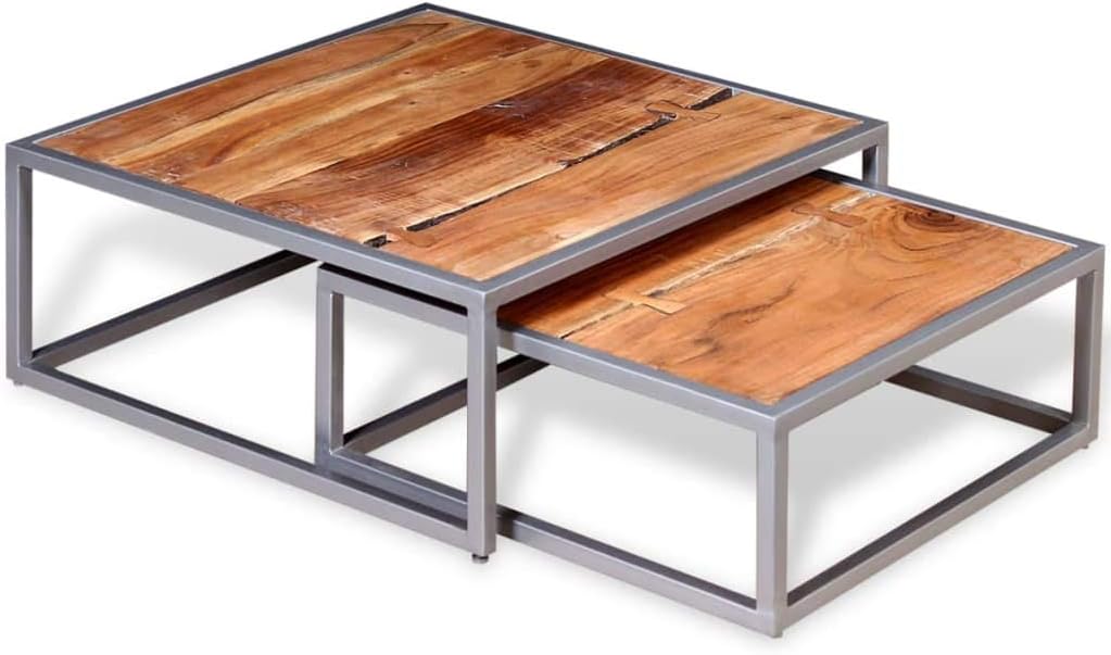 Two Piece Coffee Table Set Solid Acacia WoodSmall square clearance black rectangle rustic wood modern lift top coffee tables for living room office furniture with storage