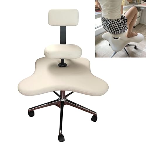 Cross Legged Kneeling Office Chair with Removable Backrest, Height-Adjustable Knee Support Chair for Relieving Neck and Back Pain, Kneeling Office Chair(Gray)