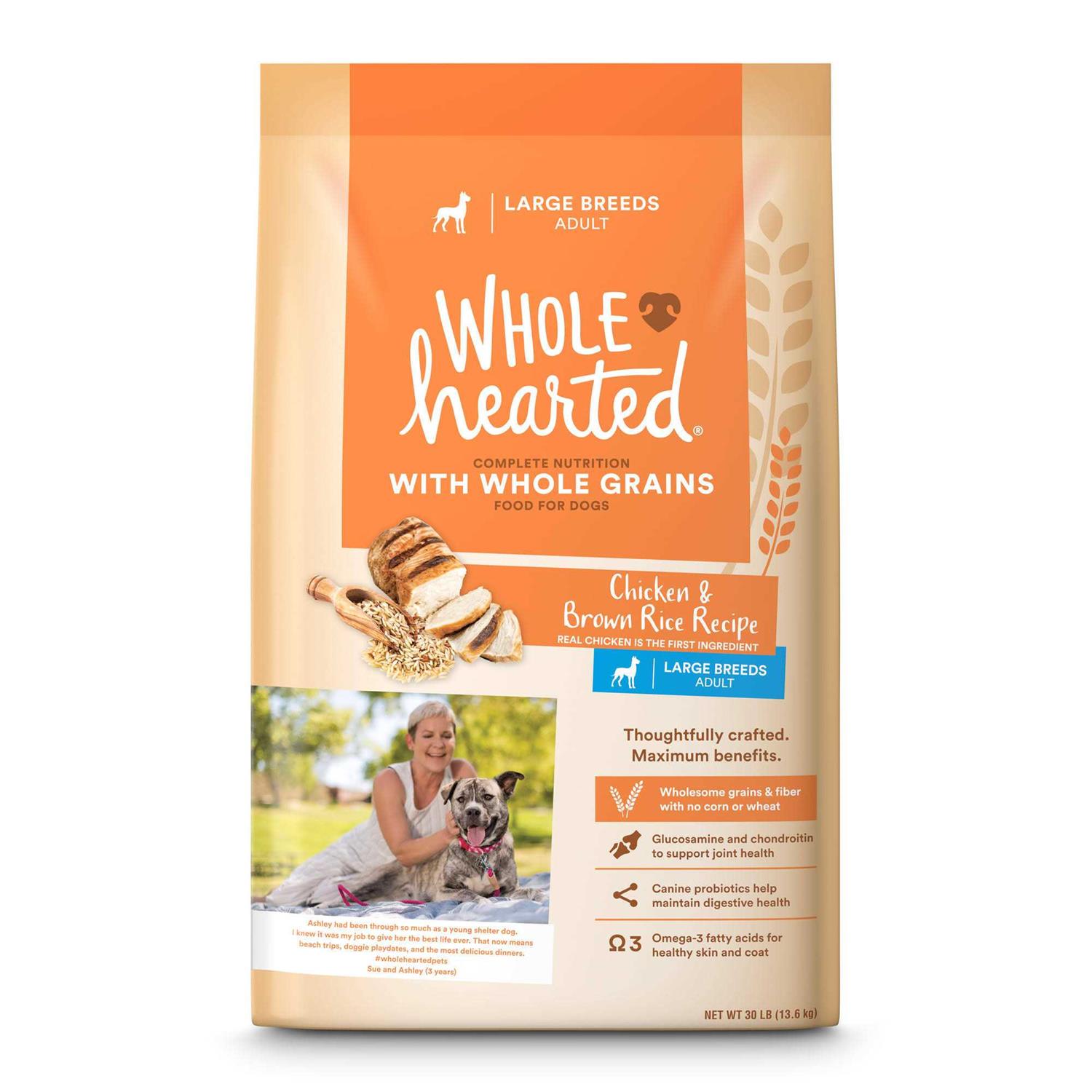 WholeHearted Adult Large-Breed Chicken & Brown Rice Recipe with Whole Grains Dry Dog Food - Pet Supplies online store