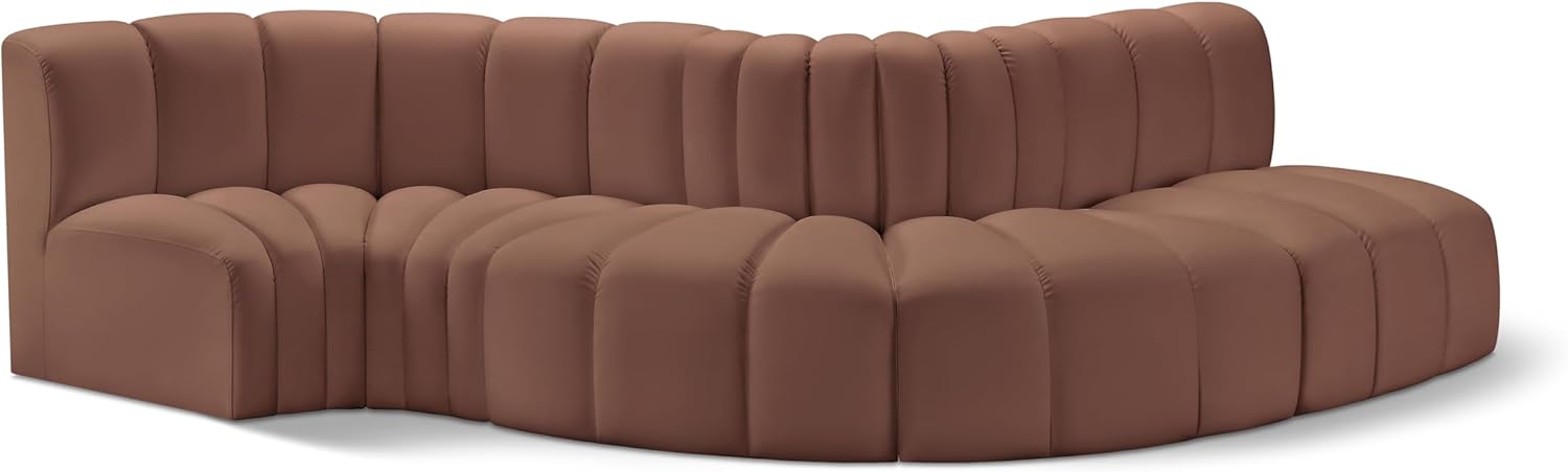 Meridian Furniture Arc Collection Modern | Contemporary Sofa with Soft Vegan Leather, Deep Channel Tufting, Modular, 122