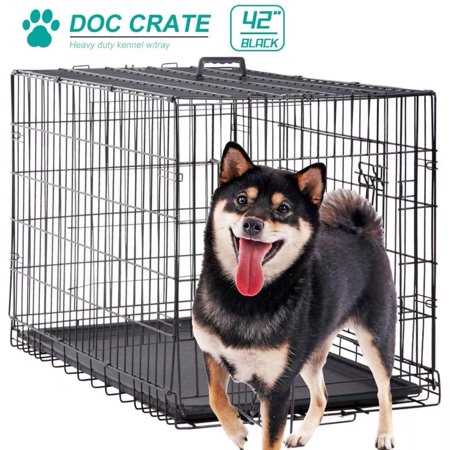 Dkelincs XL Dog Cage 42 inch Dog Crate and Kennel Folding Pet Animal Segregation Cage with Plastic Tray for Dog Training Indoor, Black - Pet Supplies online store