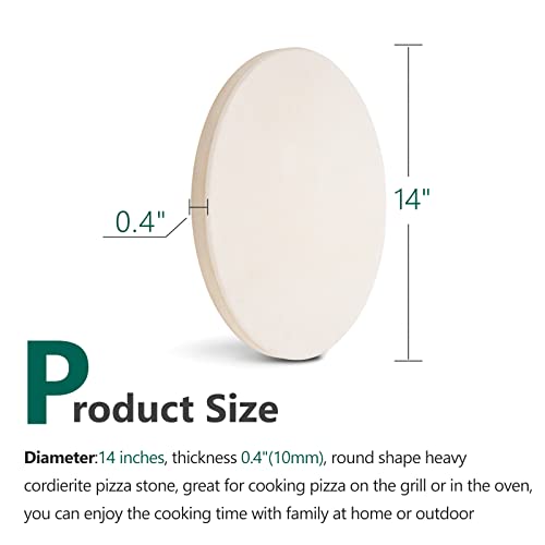 GGC 14 inch Pizza Cooking Stone for Ovens, Grill and BBQ to Cook Perfect Crispy Crust Pizza, Bread and Cookies at Home, Garden and Outdoor, Distributes Heat Evenly Round Baking Stone