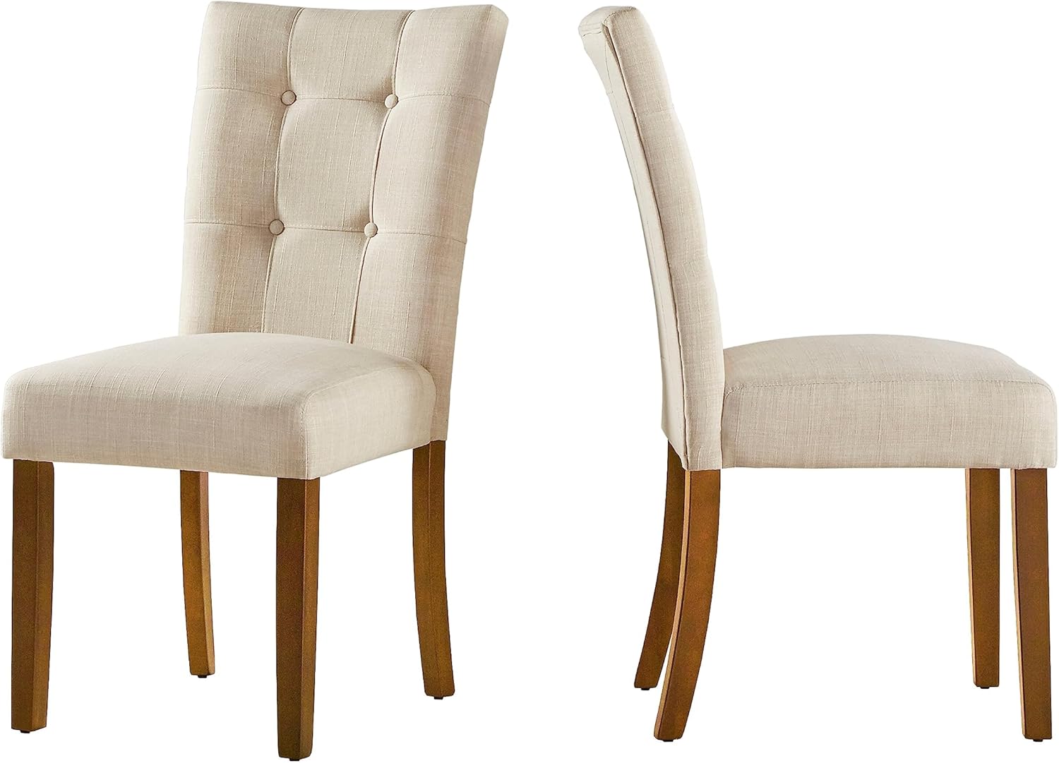 Inspire Q Hutton Upholstered Dining Chairs (Set of 2) by Classic Side Chairs Beige Linen Veneer, Rubberwood Leather Faux Leather