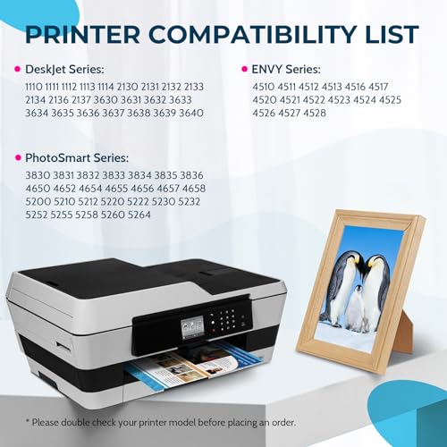 Penguin 63XL Ink Cartridges for HP Printers Officejet 3830 4650 5258 5200 4652 Envy 4520 4512 4516 Deskjet 3630 3632 3637 1112 2130 Remanufactured High Yield 63 XL hp63 hp63xl 2 Black combo pack