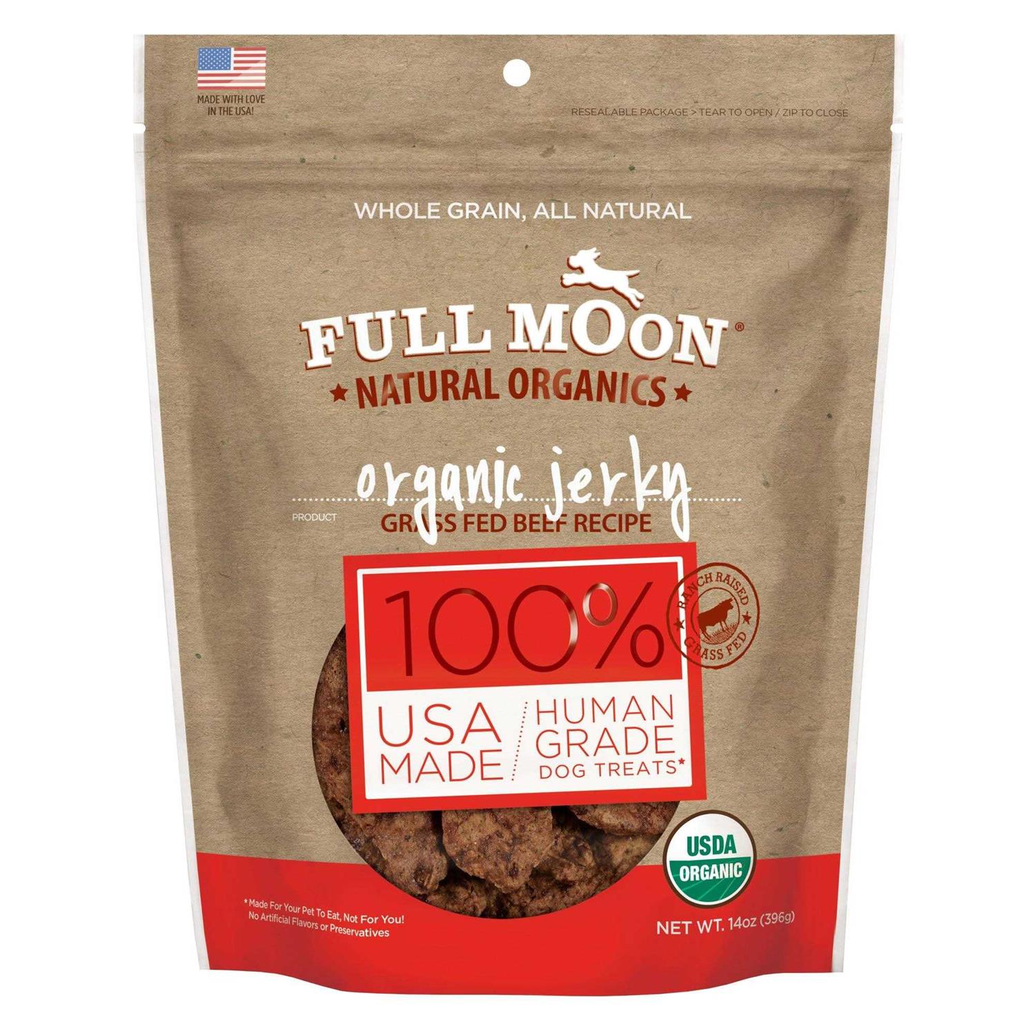Full Moon Organic Beef Jerky Human-Grade Dog Treats - Pet Supplies online store