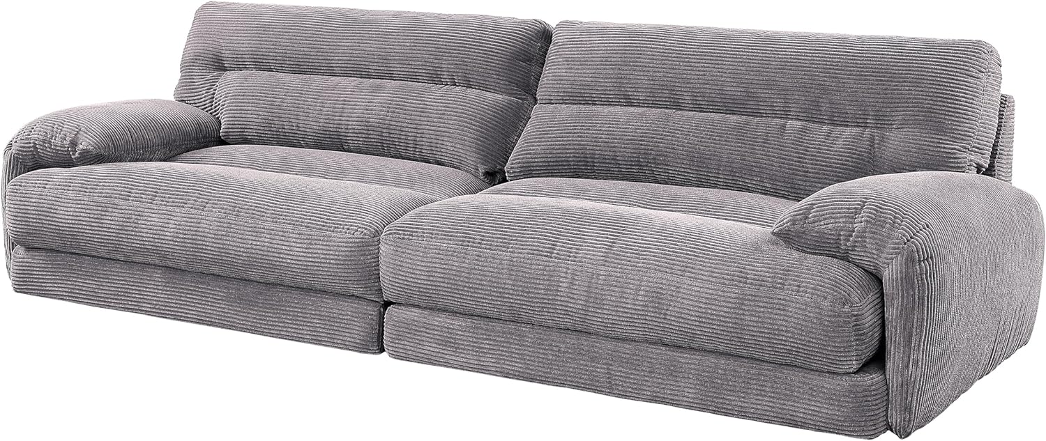 Acme Cadenza Corduroy Fabric Upholstered Rolled Armrests Sofa in Gray