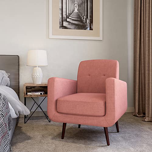 BELLEZE Mid Century Modern Accent Chair, Contemporary Vintage Upholstered Linen Armchair, Comfy Single Couch Sofa for Living Room Bedroom Office - Hasting (Gray)