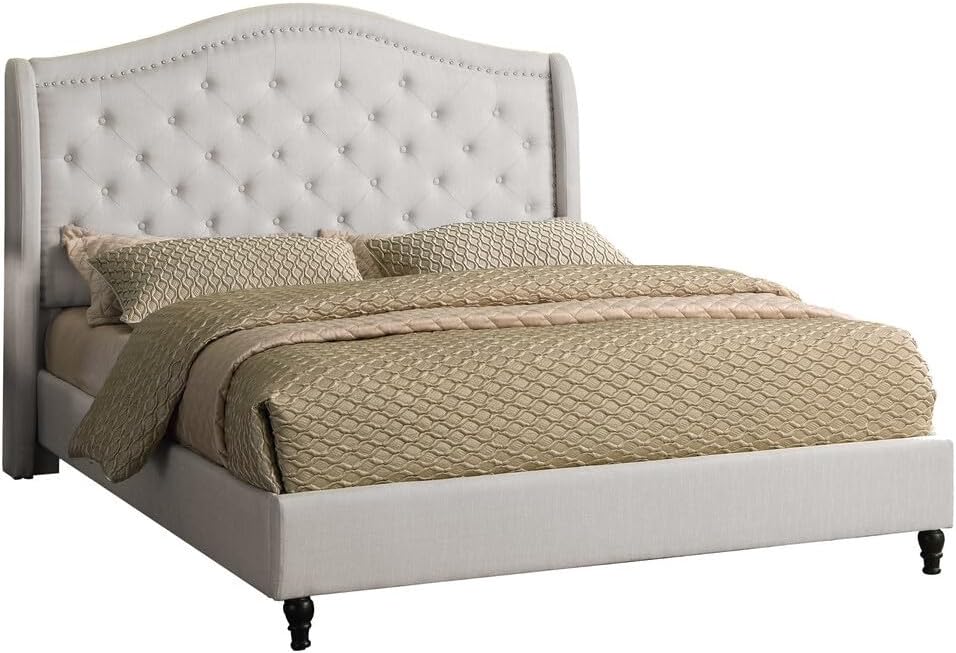 Best Master Furniture Sophie Upholstered Tufted Platform Bed King Beige