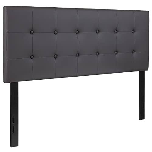 Flash Furniture Lennox Tufted Upholstered King Size Headboard in Gray Vinyl