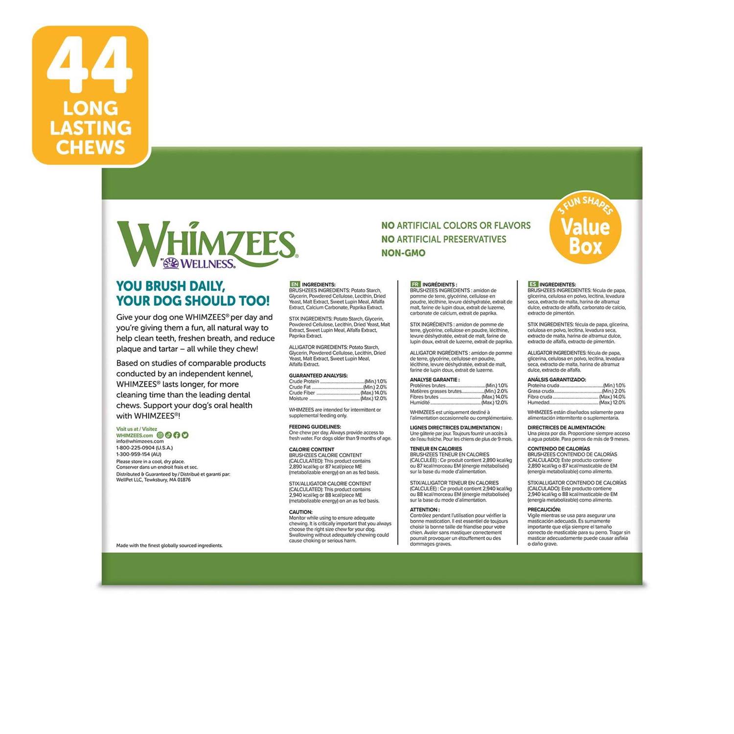 Whimzees Natural Dental Value Box Dog Treats - Pet Supplies online store