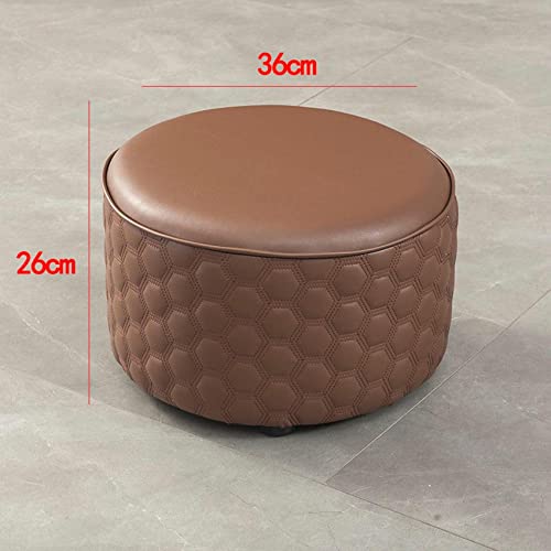 Ottomans Foot Stool Round Footstool Leather Foot Stools Shoe Change Stool Pouffee Foot Stool for Living Room Kitchen Bedroom Balcony Stool Rest Stool,Light gray-32x21cm
