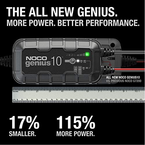 NOCO GENIUS10: 10A 6V/12V Smart Battery Charger – Automatic Maintainer, Trickle Charger & Desulfator with Overcharge Protection & Temperature Compensation – For Lead-Acid & Lithium Batteries