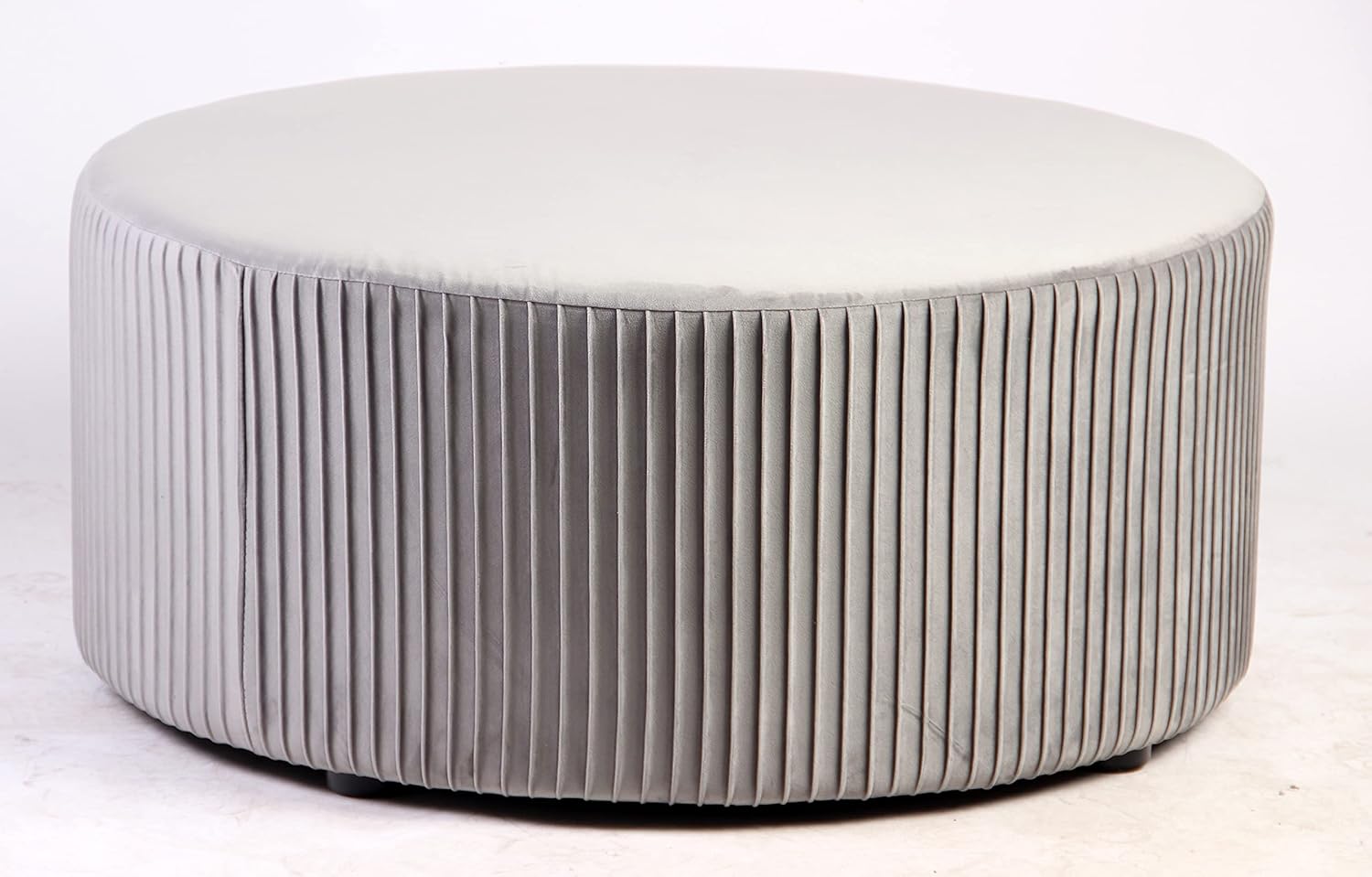 ACEssentials Emerson Round Velvet Ottoman, 35.43