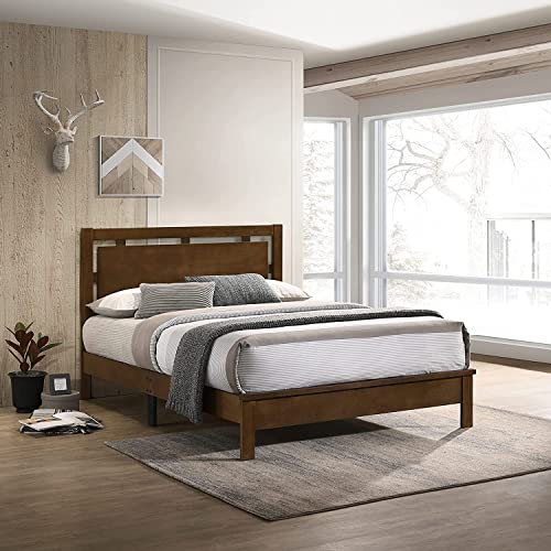 New Classic Furniture Gemini Solid Wood King Size All-in-One Platform Bed, Gray