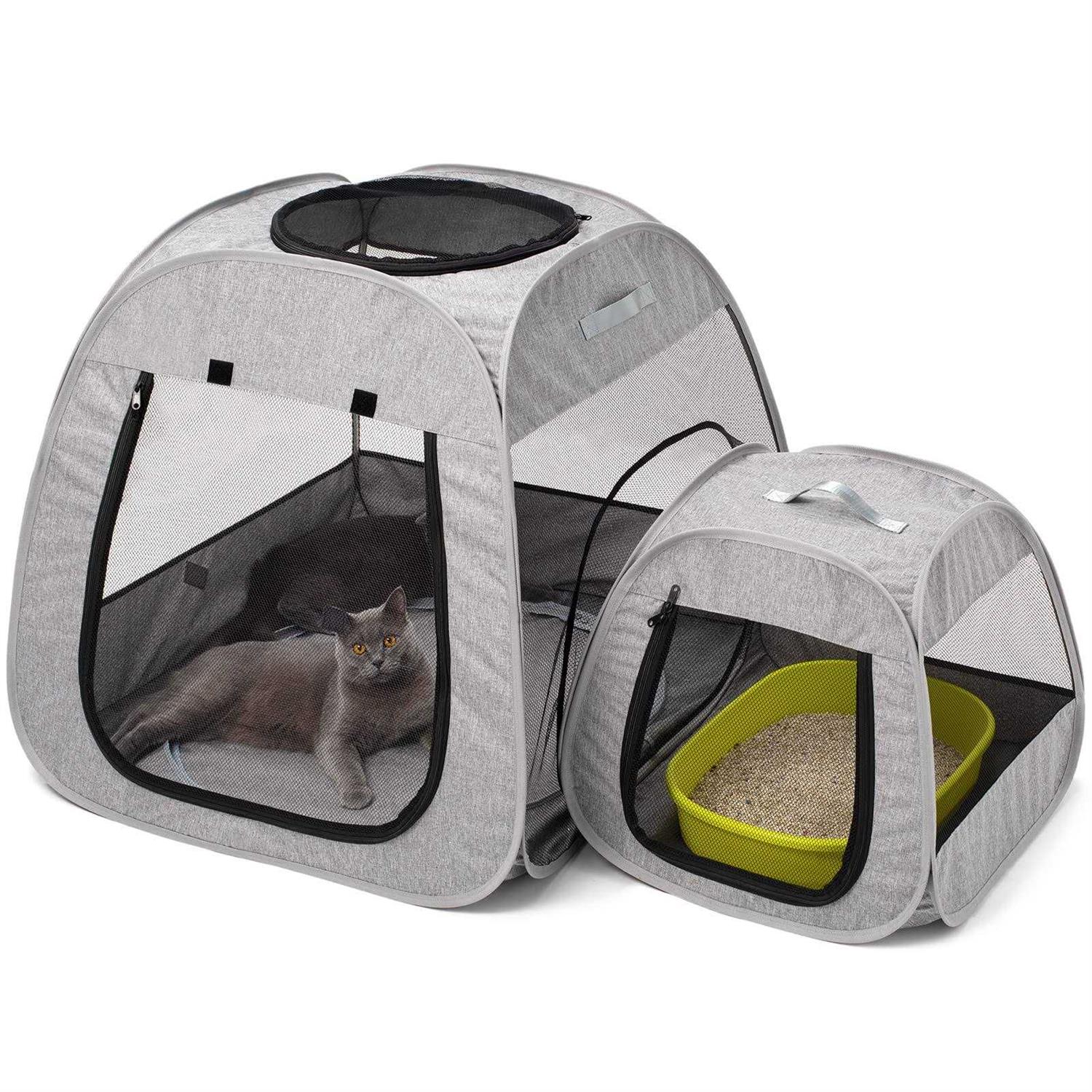 Tenrai Portable Cat Playpen, Trapezoidal Design for Better Standing, Foldable Pet Tent for Indoor and Outdoor Use of Kitten and Puppy - Pet Supplies online store