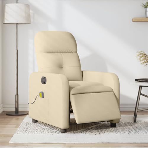 Electric Massage Recliner Chair Cream Fabric,Electric Massage Recliner: Ultimate Comfort and Relaxation at Home Armchairs Recliner Sleeper Chairs for Living Room
