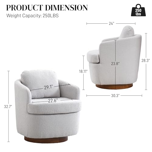Swivel Accent Chair Set of 2, 360 Degree round Swivel Barrel Chair for Living Room, Modern Upholstered Accent Armchairs, Linen Swivel Chair for Bedroom, Office, Nursery, Light Blue