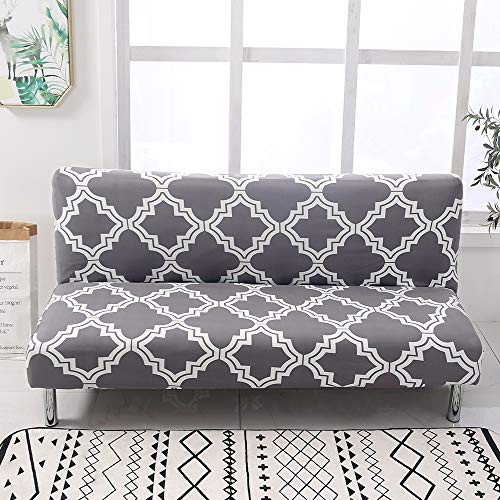 MIFXIN Armless Sofa Cover Futon Slipcover Stretch Elastic Folding Sofa Bed Non-Armrest Couch Furniture Protector Washable Sofa Cover without Armrests (Blue Flowers)