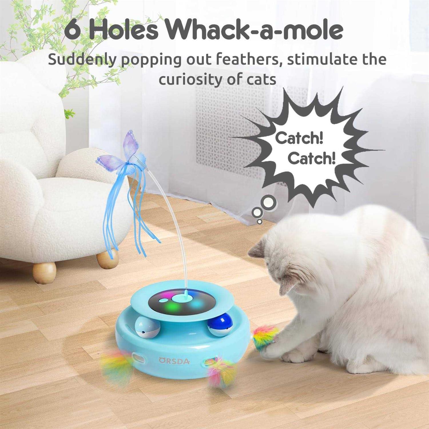ORSDA 3-in-1 Cat Toys Rechargeable Interactive Cat Toys for Indoor Cats Automatic Kitten Toy - Pet Supplies online store