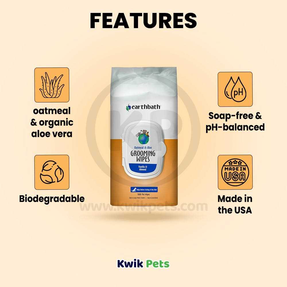Earthbath Oatmeal Aloe Grooming Wipes - Pet Supplies online store