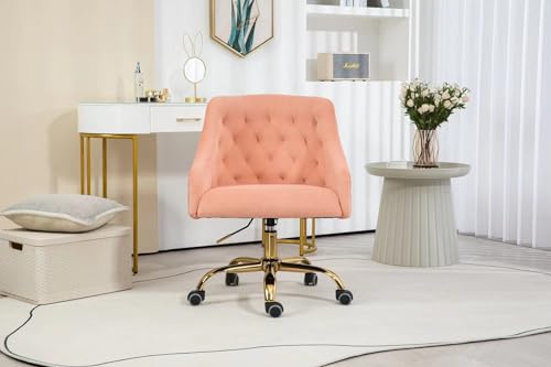 ZOBIDO Comfy Home Office Task Chair with Wheels, Cute Modern Upholstered Velvet Seashell Back Adjustable Swivel Vanity Desk Chair, for Women, for Kids, for Girls, Living Room, Bedroom, (Green)