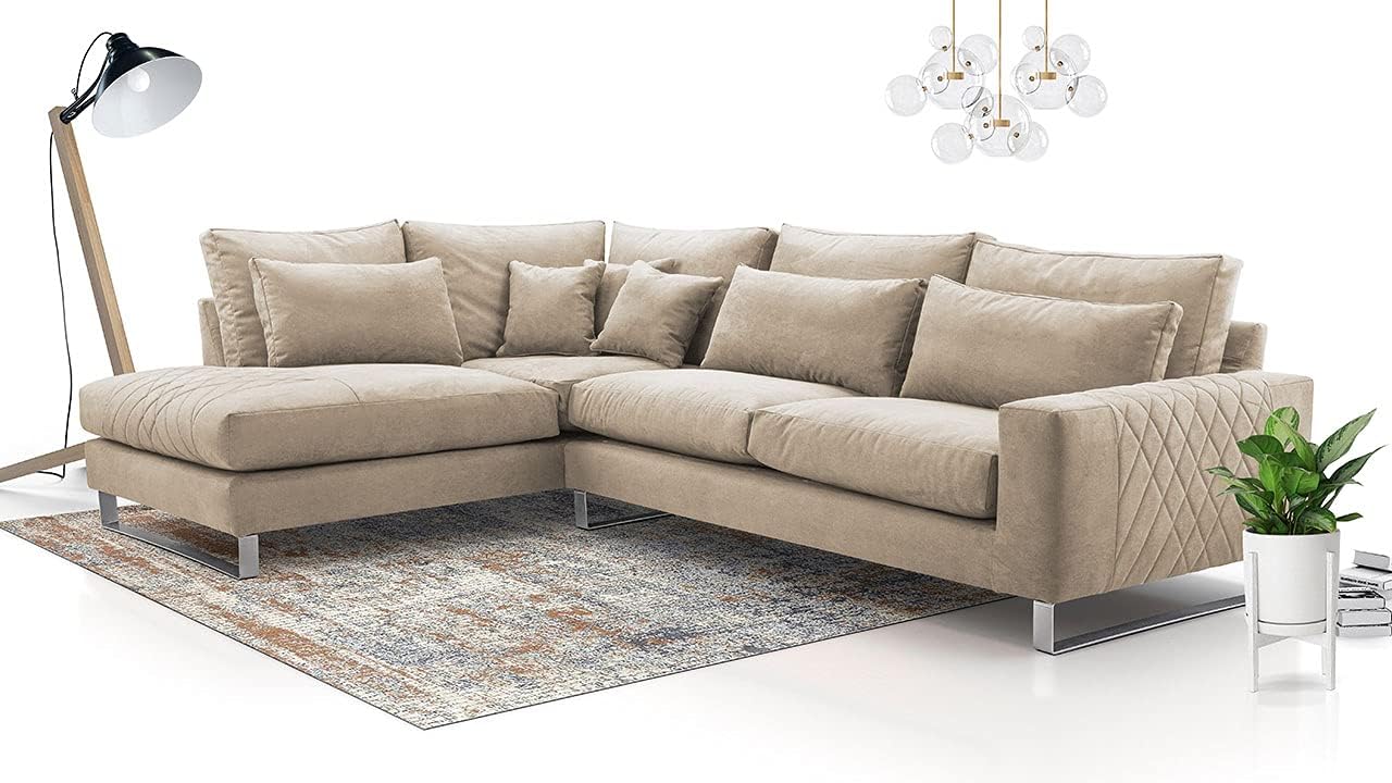 KAIA Beige Modern European Sectional Sofa, Left Corner, (VVRMIR048)