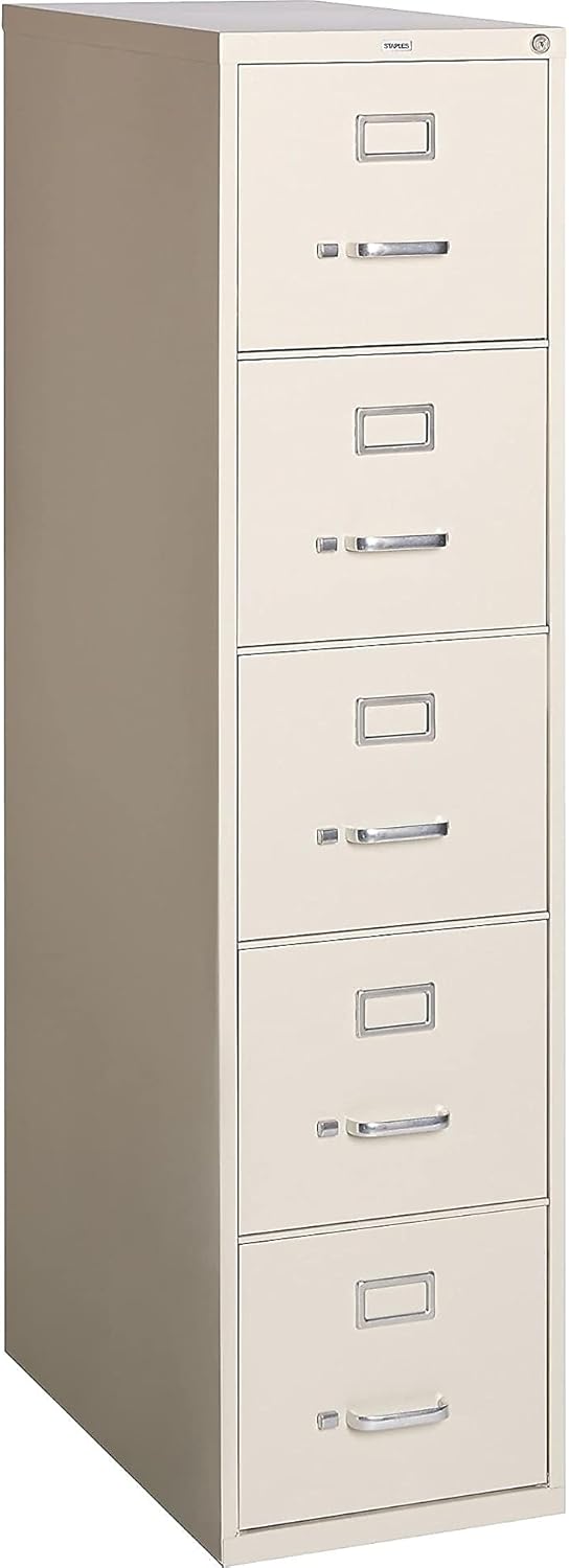 368569 5 Drawer Vertical File Cabinet, Putty, Ltr, 26.5