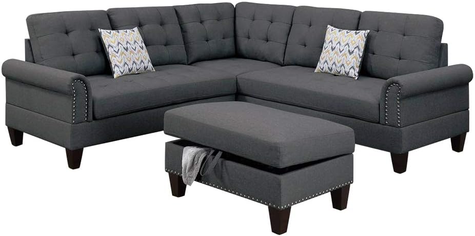 3 Piece Sectional Set in Charcoal