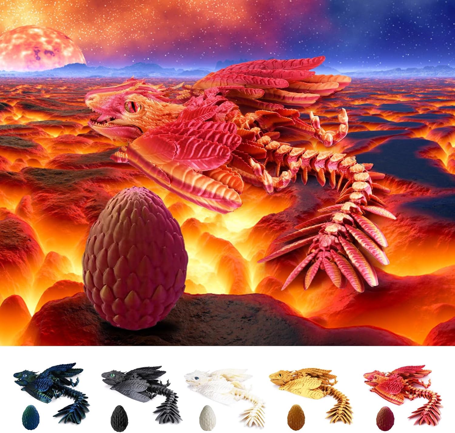 3 D Printed Dragon, Warehouse Deals Clearance, Feathered Wyvern Dragon, Full Articulated Movable Dragon Model, Winged Dragon Home Office Decor, 3 D Printed Toys, Gift for Dragons Lover and Kids