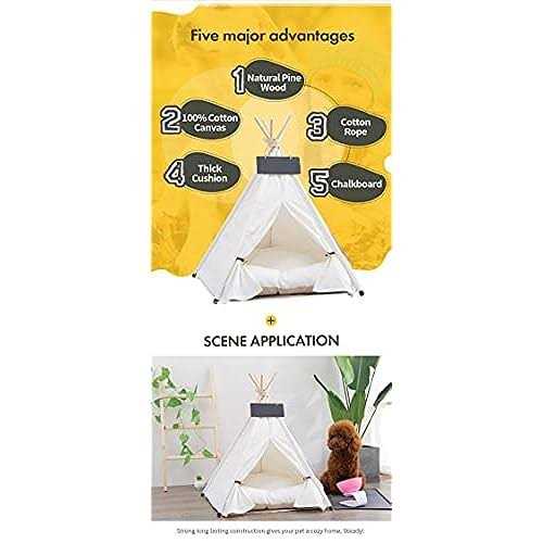 scnbom Pet Teepee Dog & Puppy Cat Bed Portable Houses with Thick Cushion for Pets Up to 20Lbs - Pet Supplies online store