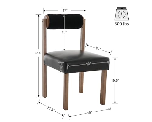 VESCASA Upholstered Dining Chairs with Cylinder Open Back, Modern Faux Leather Dining Chairs with Natural Wood Legs for Dining Room, Kitchen, Set of 2, White