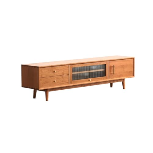 Tv Stand Tv Table Stand Cherry Wood Solid Wood TV Cabinet Glass Door Audio-visual Cabinet Storage Living Room Entertainment Center Sideboard Tv Stands for Living Room(180 * 35 * 45cm)