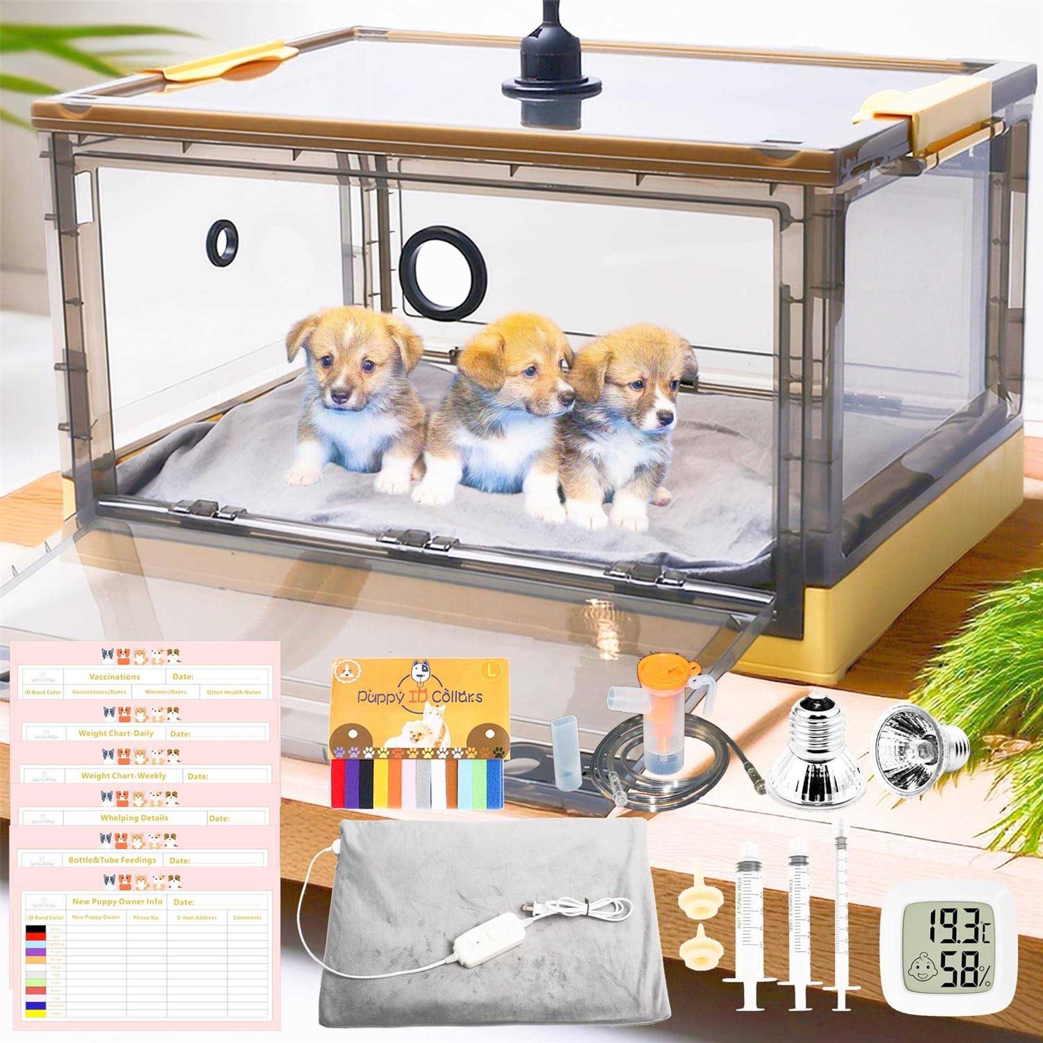 Puppy Incubator Incubator for Puppies with Puppy Bed Pad, Kitten Incubator with Whelping Collars, Puppy Feeding Tube for Puppies and Kitten - Pet Supplies online store